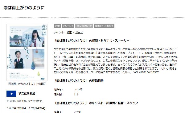映画 恋は雨上がりのように 動画の無料フル視聴はココ Netflixで配信 Dailymotion Pandoraも調査